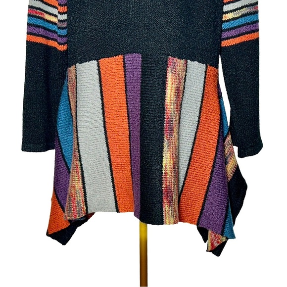 The Pyramid Collection Vibrant Striped Tunic Sweater with Asymmetrical Hem, XL - Picture 8 of 12